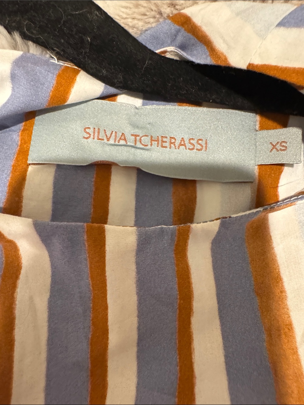 $1.300 Silvia Tcherassi Sleeveless Striped Midi Dress in Blue & Tan - Picture 13 of 16
